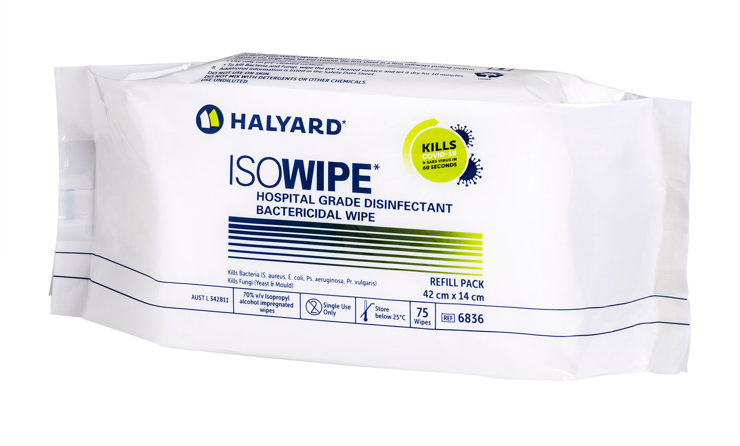 Halyard Isowipe Bacterial Wipes