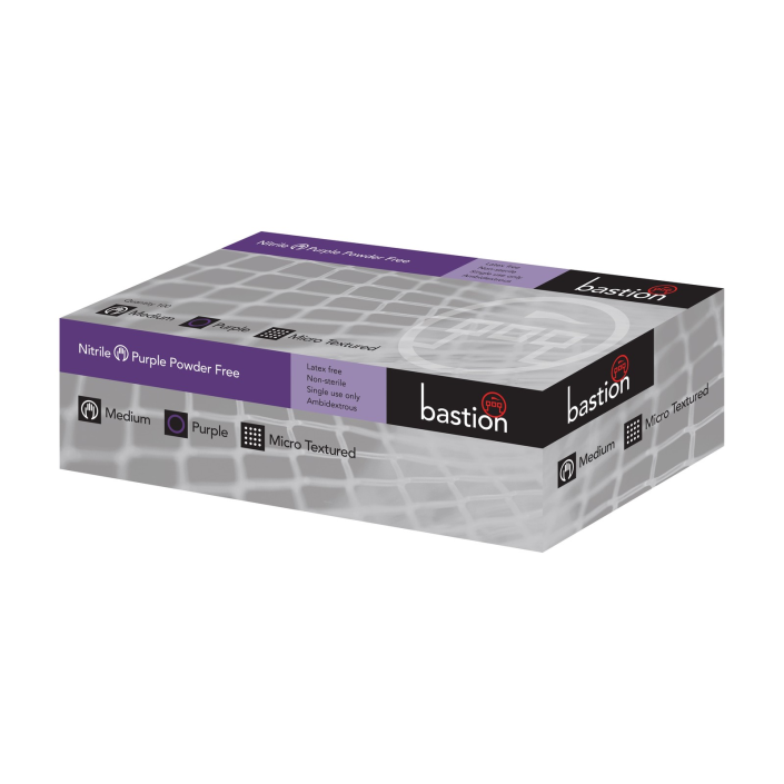Bastion Nitrile Purple Powder Free Gloves 100pk